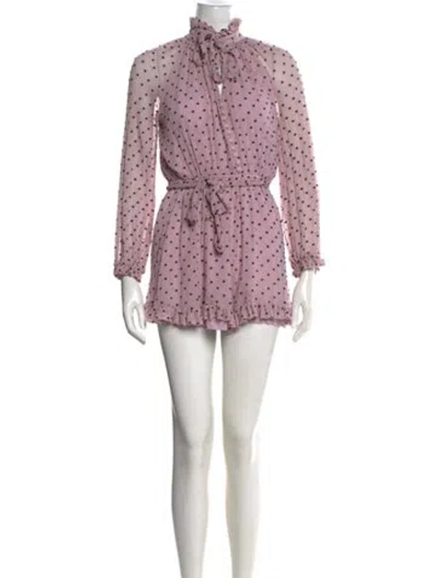 Pre-owned Zimmermann Silk Polka Dot Print Romper In Purple