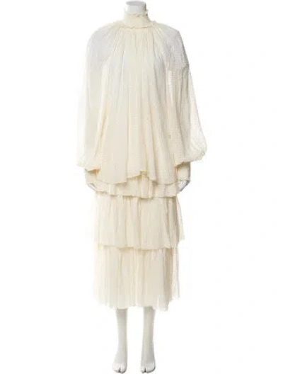 Pre-owned Zimmermann Silk Polka Dot Print Skirt Set In Neutral