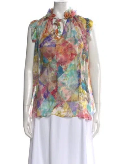 Pre-owned Zimmermann Silk Printed Blouse In Blue