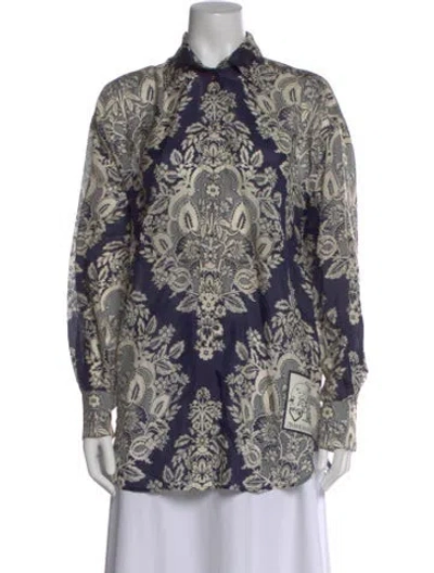 Pre-owned Zimmermann Silk Printed Blouse In Blue