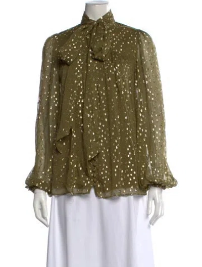Pre-owned Zimmermann Silk Printed Blouse In Green