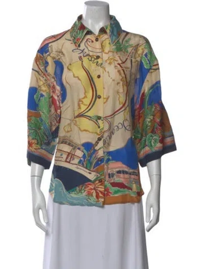 Pre-owned Zimmermann Silk Printed Blouse In Multi