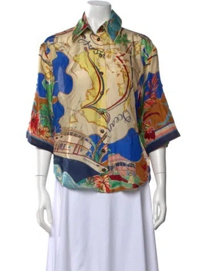 Pre-owned Zimmermann Silk Printed Blouse In Multi