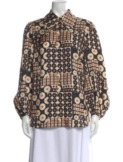 Pre-owned Zimmermann Silk Printed Blouse In Neutral