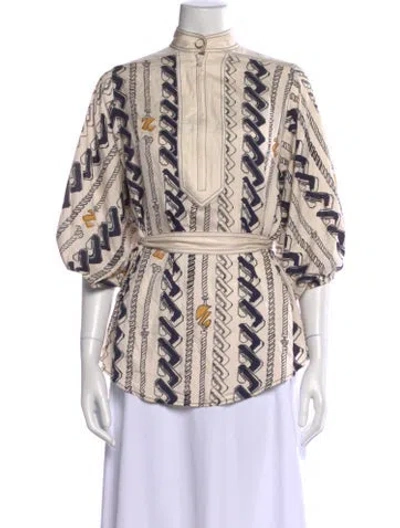 Pre-owned Zimmermann Silk Printed Blouse In Neutral