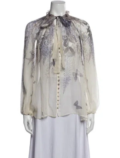 Pre-owned Zimmermann Silk Printed Blouse In Neutrals