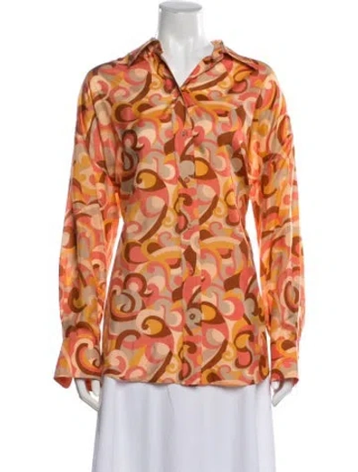 Pre-owned Zimmermann Silk Printed Blouse In Orange