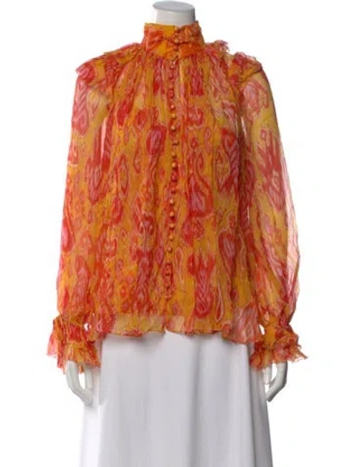 Pre-owned Zimmermann Silk Printed Blouse In Orange