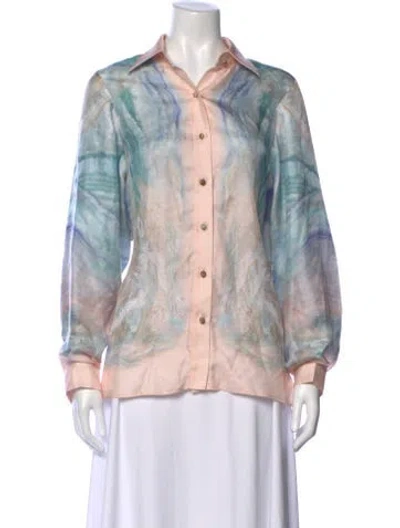 Pre-owned Zimmermann Silk Printed Blouse In Pink