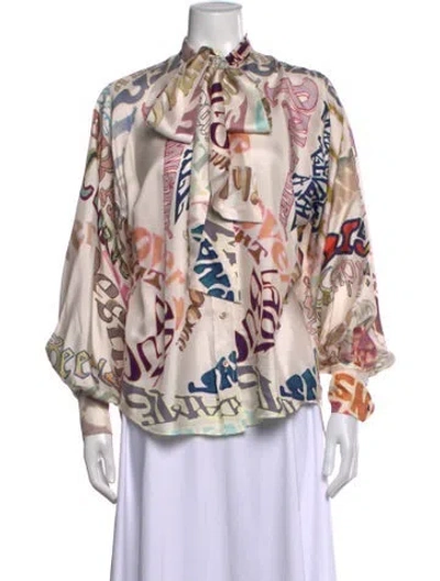 Pre-owned Zimmermann Silk Printed Blouse In Pink