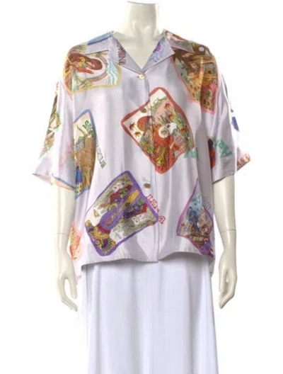 Pre-owned Zimmermann Silk Printed Blouse In Purple