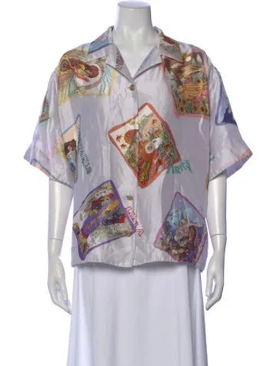 Pre-owned Zimmermann Silk Printed Blouse In Purple