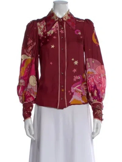 Pre-owned Zimmermann Silk Printed Blouse In Red