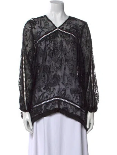 Pre-owned Zimmermann Silk Printed Blouse W/ Tags In Black