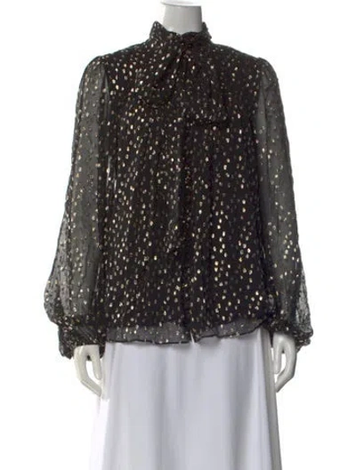 Pre-owned Zimmermann Silk Printed Blouse W/ Tags In Black