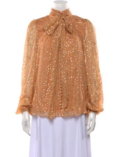 Pre-owned Zimmermann Silk Printed Blouse W/ Tags In Neutrals