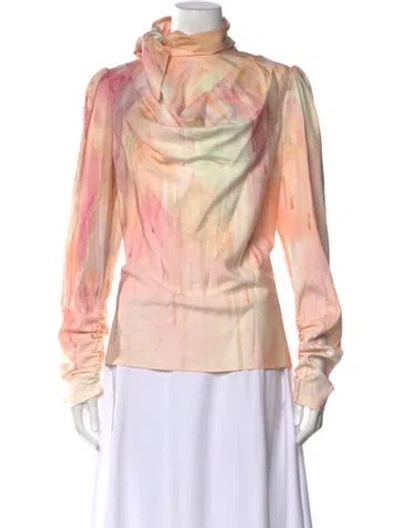 Pre-owned Zimmermann Silk Printed Blouse W/ Tags In Pink