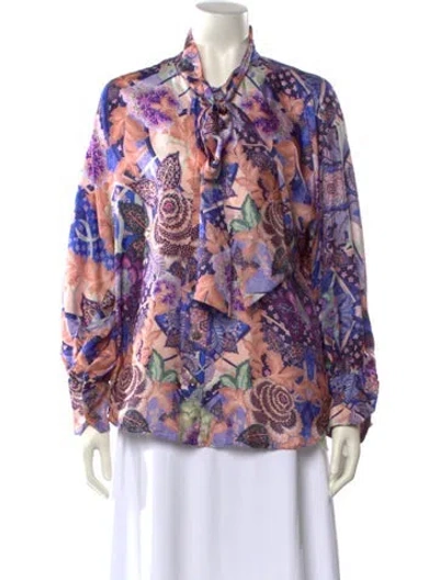 Pre-owned Zimmermann Silk Printed Blouse W/ Tags In Purple