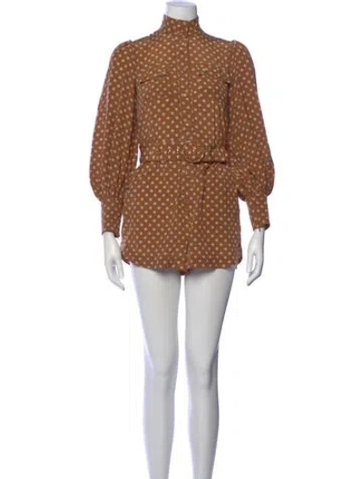 Pre-owned Zimmermann Silk Printed In Brown