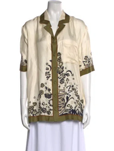 Pre-owned Zimmermann Silk Printed Button-up Top In Neutral