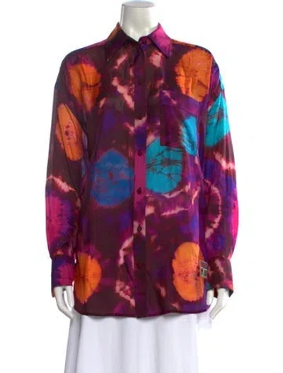 Pre-owned Zimmermann Silk Printed Button-up Top In Purple