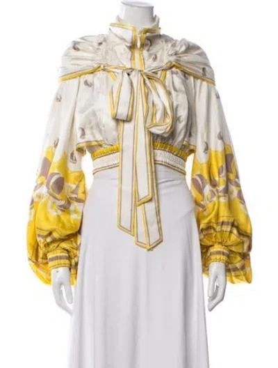 Pre-owned Zimmermann Silk Printed Jacket In Neutrals