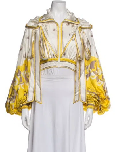 Pre-owned Zimmermann Silk Printed Jacket In Neutrals
