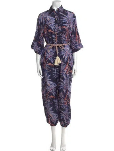 Pre-owned Zimmermann Silk Printed Jumpsuit In Blue