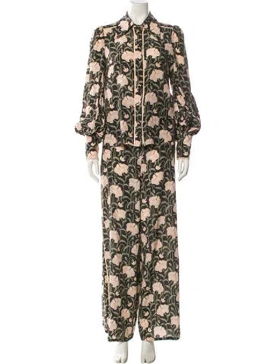 Pre-owned Zimmermann Silk Printed Pant Set In Black