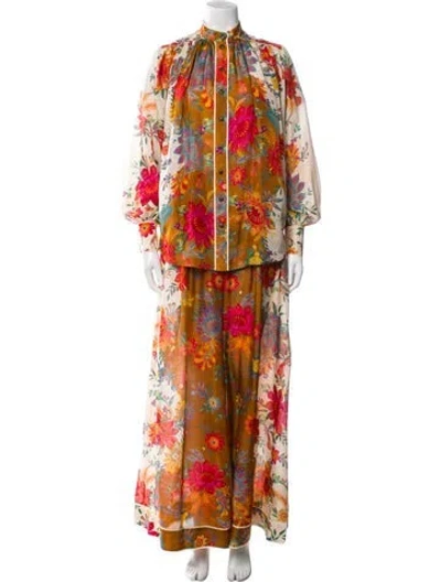 Pre-owned Zimmermann Silk Printed Pant Set In Neutral
