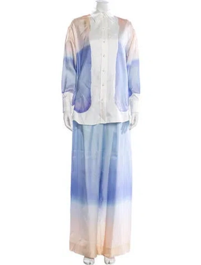 Pre-owned Zimmermann Silk Printed Pant Set W/ Tags In Blue