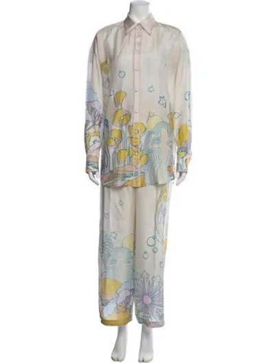 Pre-owned Zimmermann Silk Printed Pantsuit In Neutral