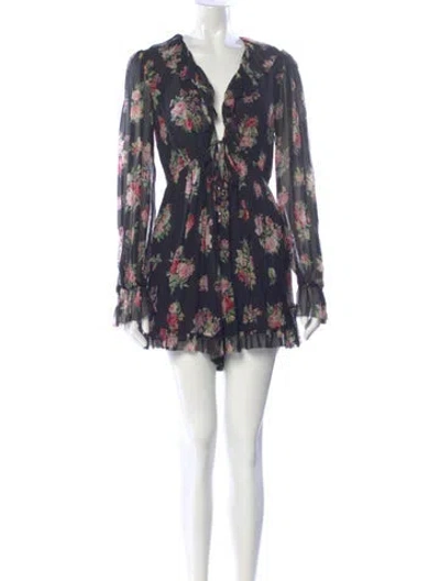 Pre-owned Zimmermann Silk Printed Romper In Black