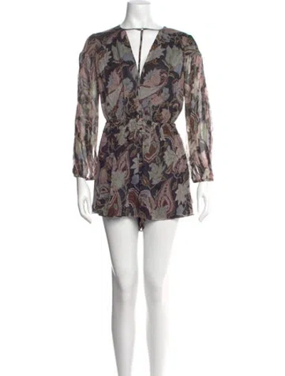 Pre-owned Zimmermann Silk Printed Romper In Black/neutrals