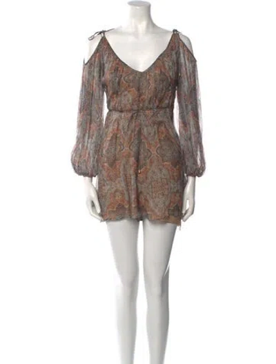 Pre-owned Zimmermann Silk Printed Romper In Blue