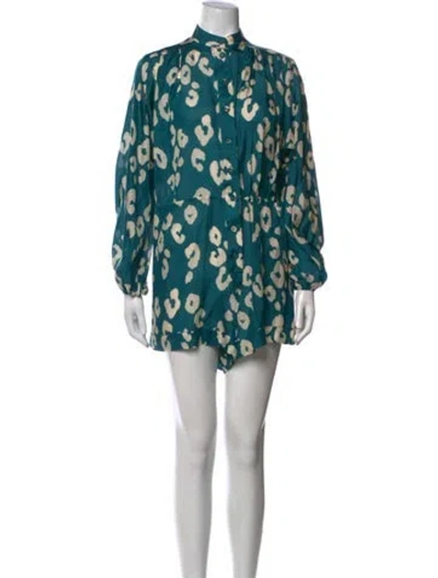 Pre-owned Zimmermann Silk Printed Romper In Blue