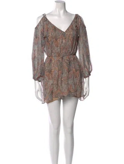 Pre-owned Zimmermann Silk Printed Romper In Blue