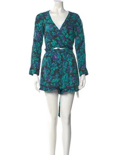 Pre-owned Zimmermann Silk Printed Romper In Blue