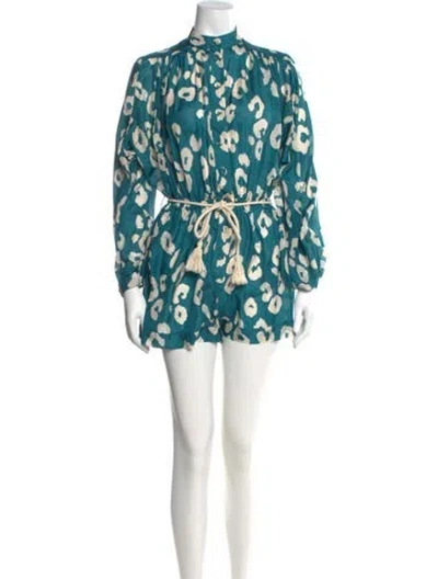 Pre-owned Zimmermann Silk Printed Romper In Blue