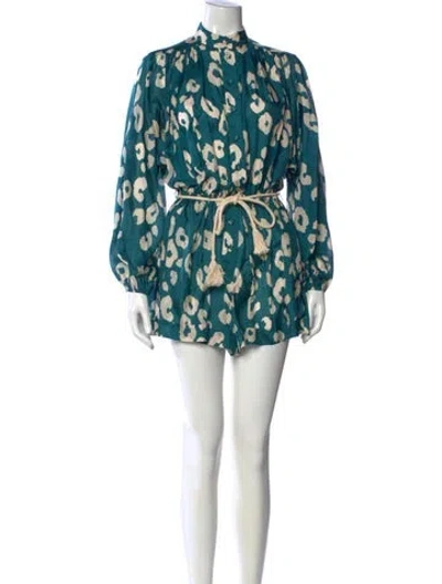 Pre-owned Zimmermann Silk Printed Romper In Blue