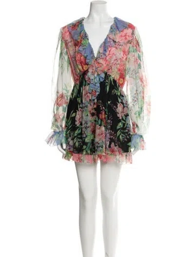 Pre-owned Zimmermann Silk Printed Romper In Multi