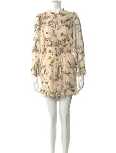Pre-owned Zimmermann Silk Printed Romper In Neutral