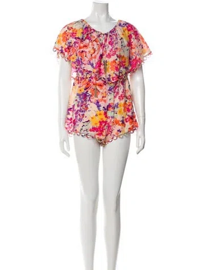 Pre-owned Zimmermann Silk Printed Romper In Pink