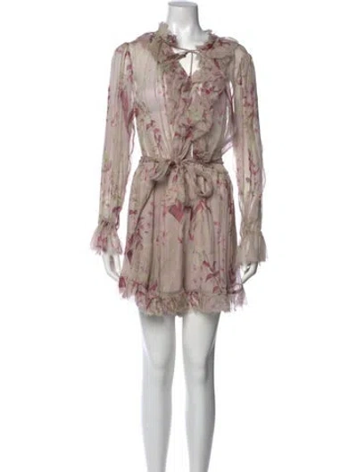 Pre-owned Zimmermann Silk Printed Romper In Purple