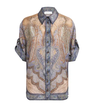 Zimmermann Silk Printed Wanderlust Shirt In Multi