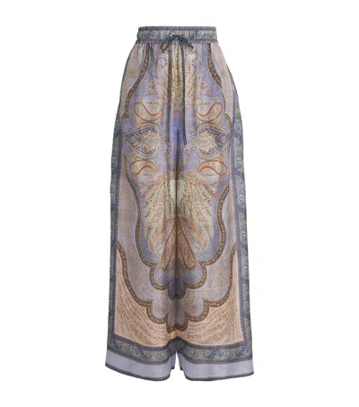 Zimmermann Silk Printed Wanderlust Trousers In Multi