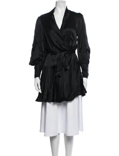 Pre-owned Zimmermann Silk Ruffle Embellishment Robe In Black