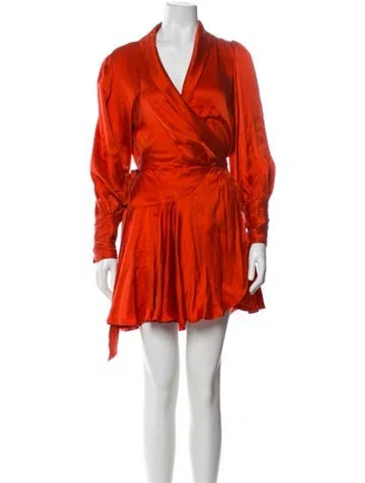 Pre-owned Zimmermann Silk Ruffle Embellishment Robe In Orange