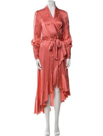 Pre-owned Zimmermann Silk Ruffle Embellishment Robe In Pink