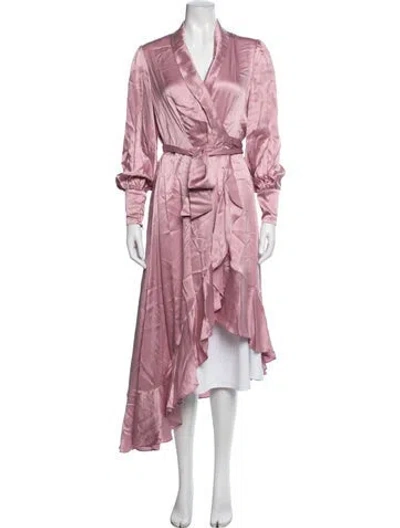 Pre-owned Zimmermann Silk Ruffle Embellishment Robe In Pink